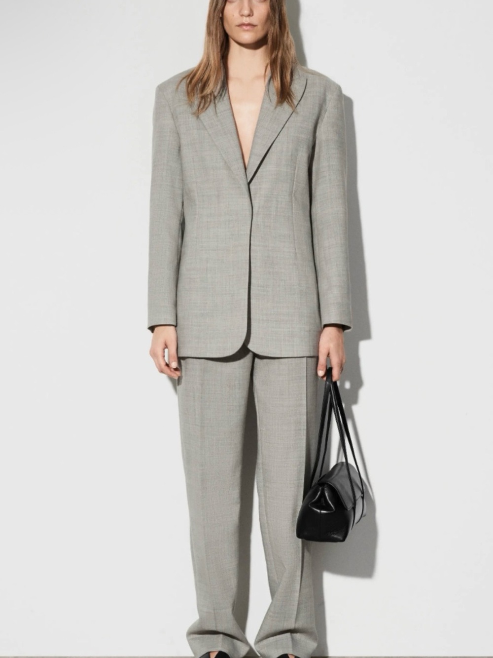 NEW Cos Blazer Women 8 Structured Wool Linen Blend Taupe Relaxed Minimalist - Picture 2 of 16
